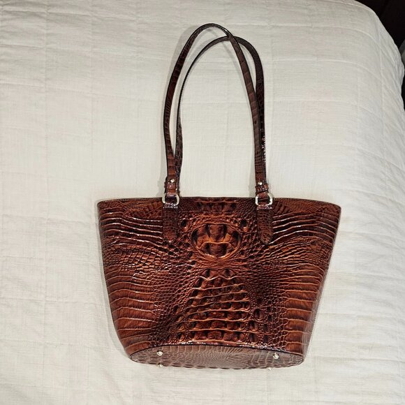 Brahmin Pecan Melbourne Leather Tote with Crocodile Embossing - Picture 4 of 6
